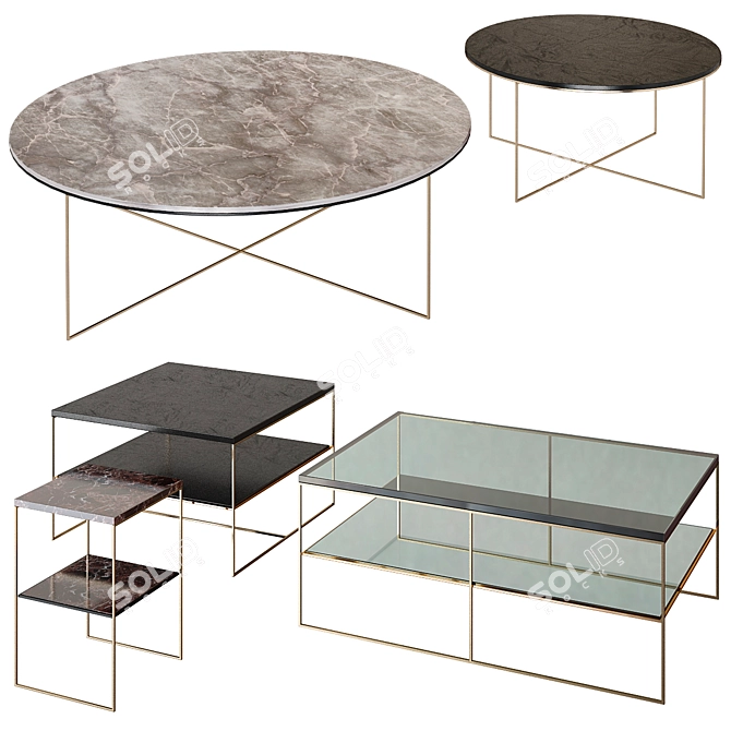 Sophisticated Bronze Minotti Coffee Tables 3D model image 1