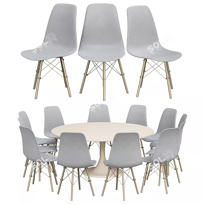 Elegant Eames Designer Chairs 3D model image 1