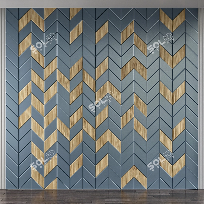 Modern Wood Panel Wall Decor 3D model image 1