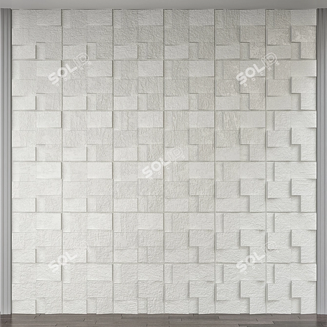 Modern Wave Design Wall Panel 3D model image 1