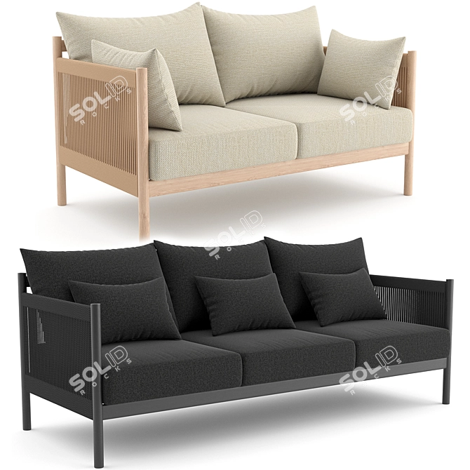 Modern Scandinavian Braid Sofa 3D model image 1