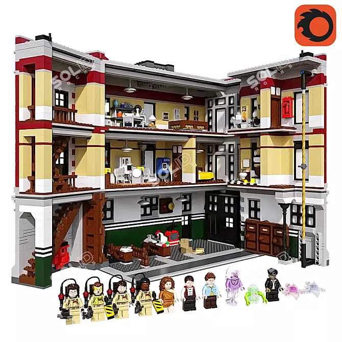 Ultimate LEGO Firehouse HQ 3D model image 1