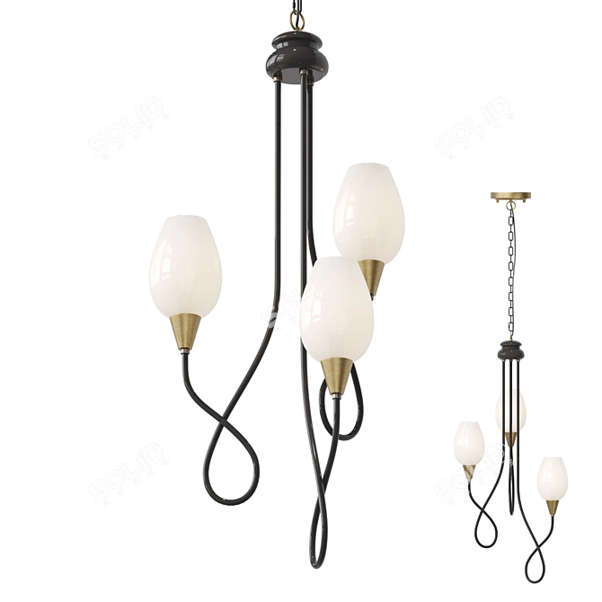 Title: Viola Milk Glass Chandelier 3D model image 1