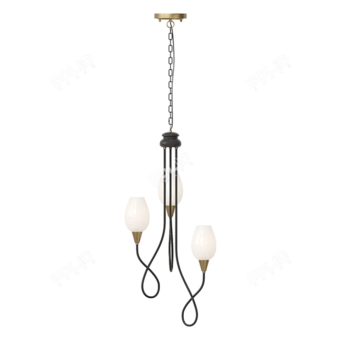 Title: Viola Milk Glass Chandelier 3D model image 2