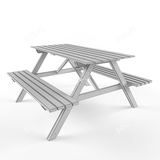 Versatile Outdoor Picnic Table 3D model image 2