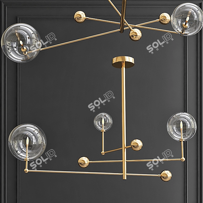 Title: Brass Globe Mobile Pendant Light 3D model image 1