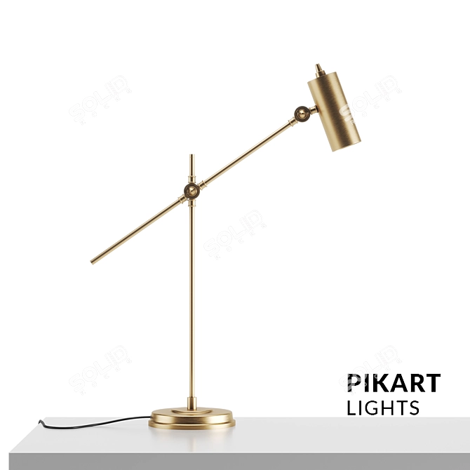 Elegant Brass Art Lamp 3D model image 1