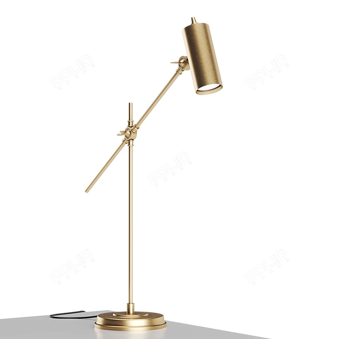 Elegant Brass Art Lamp 3D model image 2