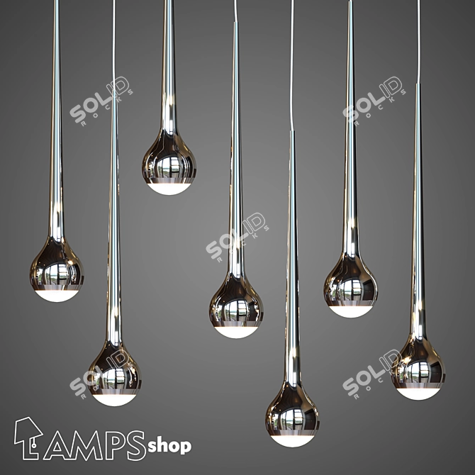 Dazzling Waterfall Chandelier 3D model image 1