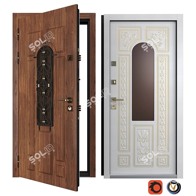 Bezha Entrance Metal Door 4.2: Security and Style 3D model image 1