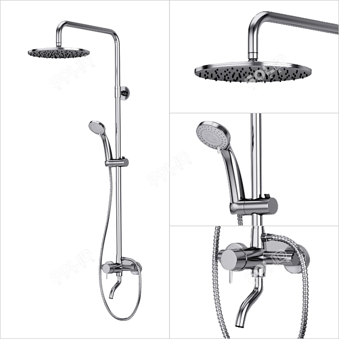 Modern Shower Set with Mixer 3D model image 1