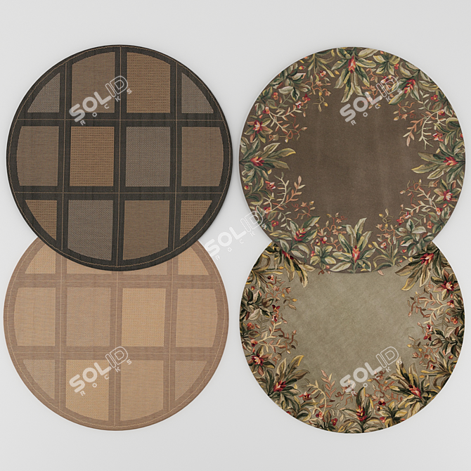 Round Carpet Collection: 4 Unique Designs 3D model image 1