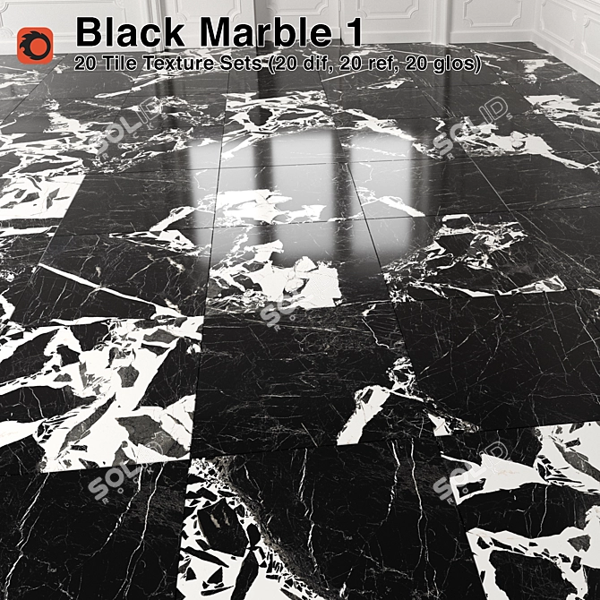 Black Marble Tiles - High Quality & Ready to Use 3D model image 1