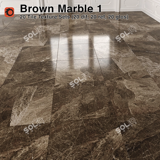 Brown Marble Tiles - Luxurious and Versatile 3D model image 1