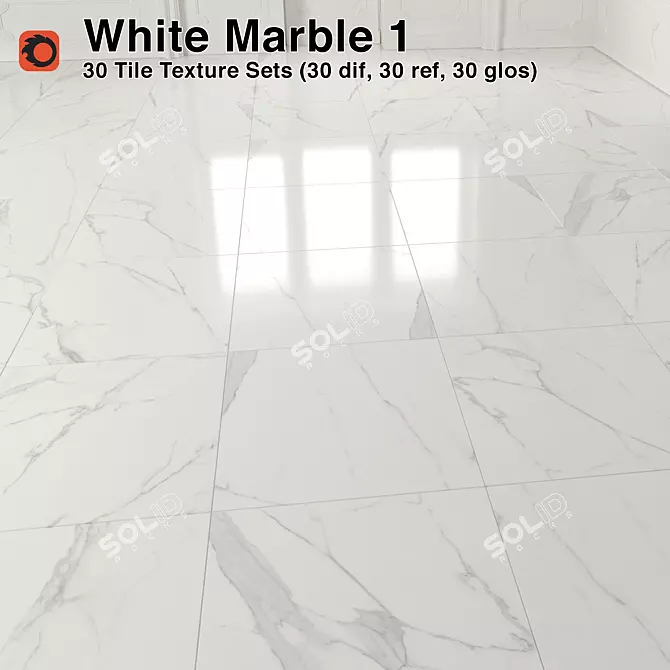 Premium White Marble Tiles 3D model image 1