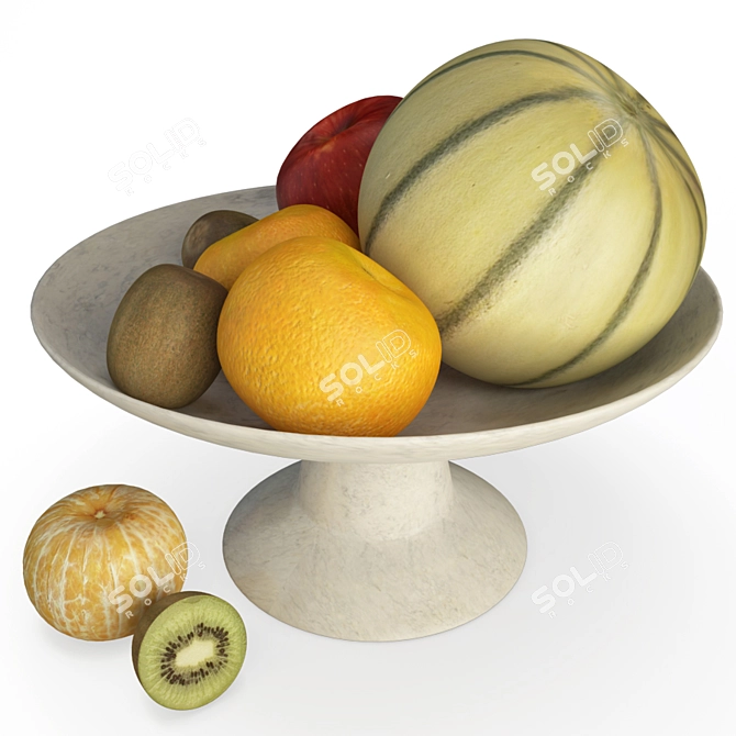 3D Fruit Cup - Melon, Tangerine, Apple & Kiwi 3D model image 1