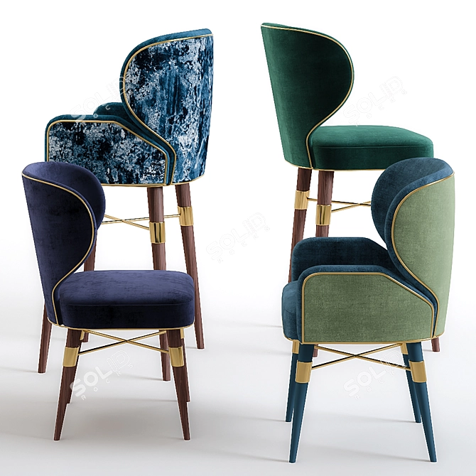 Elegant Louis Mid-Century Chairs 3D model image 2