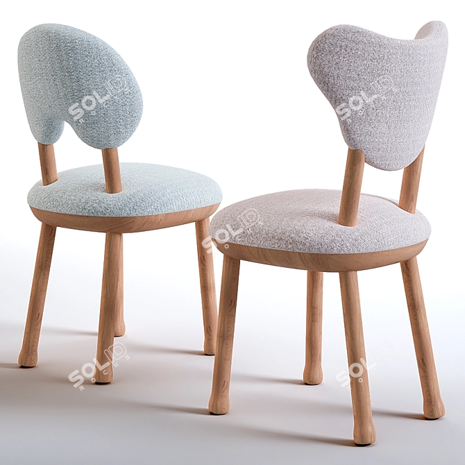 Oops Solid Oak Chairs by Pierre Yovanovitch 3D model image 2