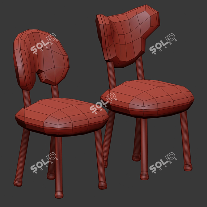 Oops Solid Oak Chairs by Pierre Yovanovitch 3D model image 3