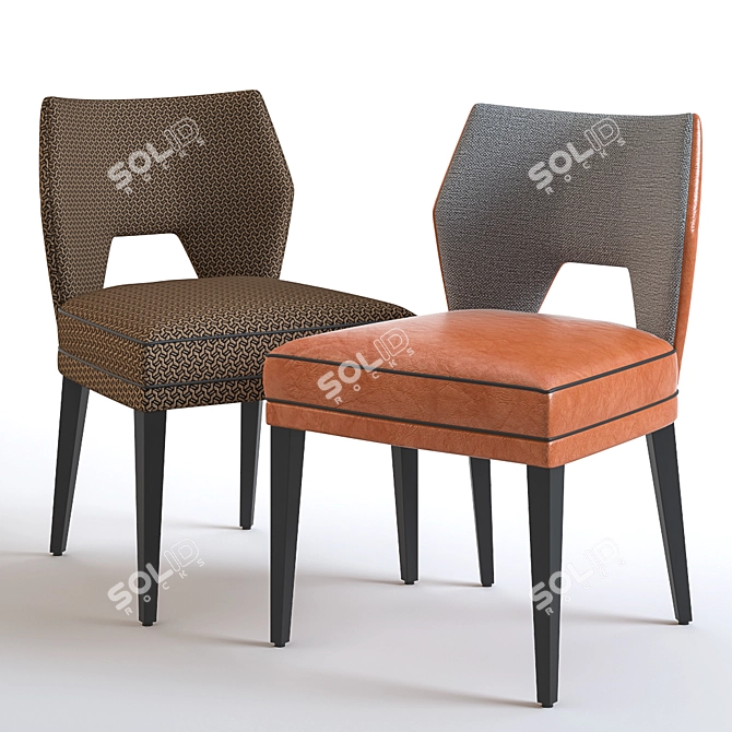 Velour Upholstered Jasper Dining Chair 3D model image 1