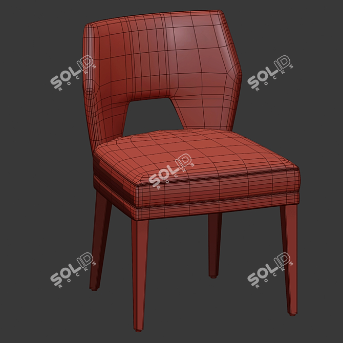 Velour Upholstered Jasper Dining Chair 3D model image 3