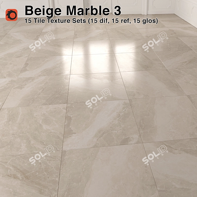 Luxury Beige Marble Floor Tiles 3D model image 1