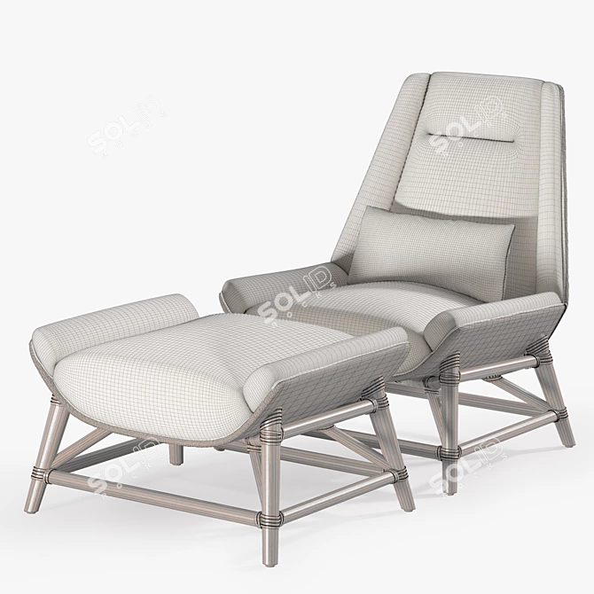 McGUIRE Tansen Lounge Chair & Ottoman: Timeless Elegance for Ultimate Relaxation 3D model image 3