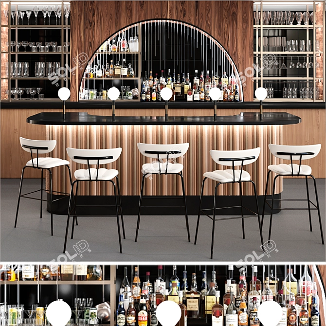 Title: Stylish Bar Counter: Pub, Cocktails, Fine Spirits 3D model image 1