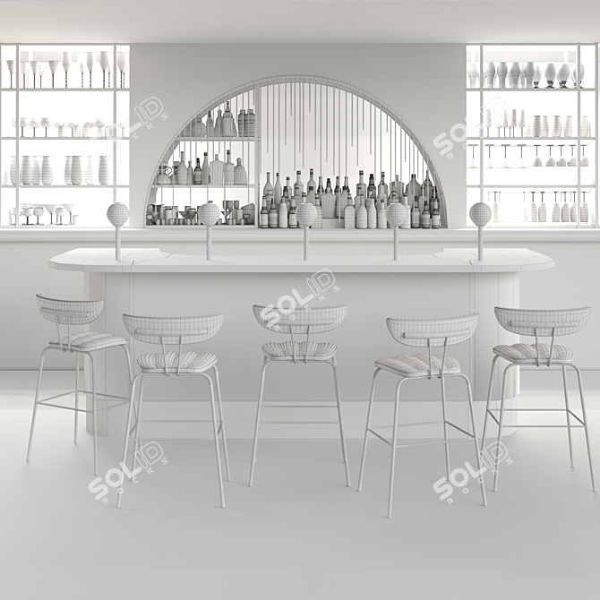 Title: Stylish Bar Counter: Pub, Cocktails, Fine Spirits 3D model image 2