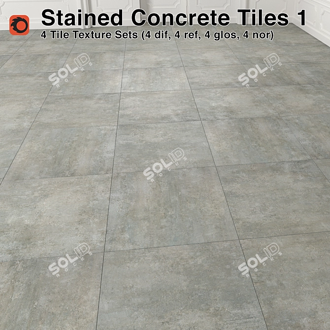 Elegant Stained Concrete Tiles 3D model image 1