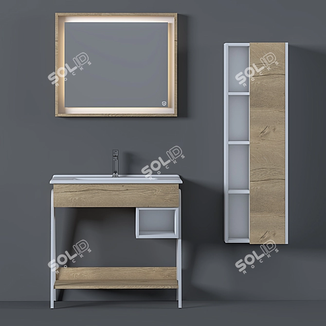 Modern 20-Piece Bathroom Furniture Set | Troy 3D model image 2