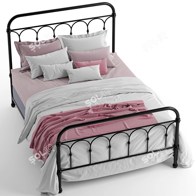 Elegant Casted Knot Metal Bed 3D model image 2