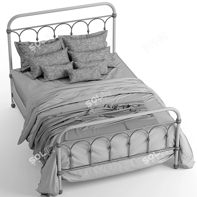 Elegant Casted Knot Metal Bed 3D model image 3