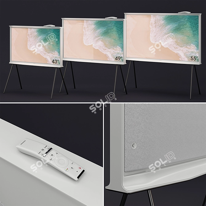 Samsung QLED The Serif TV White: Stunning Design, Immersive Viewing 3D model image 2