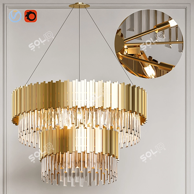 Empire Double Suspension Chandelier 3D model image 1