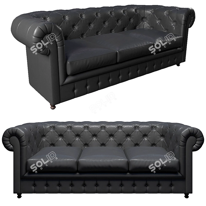 Frankof Oxford Velvet Sofa 3D model image 1