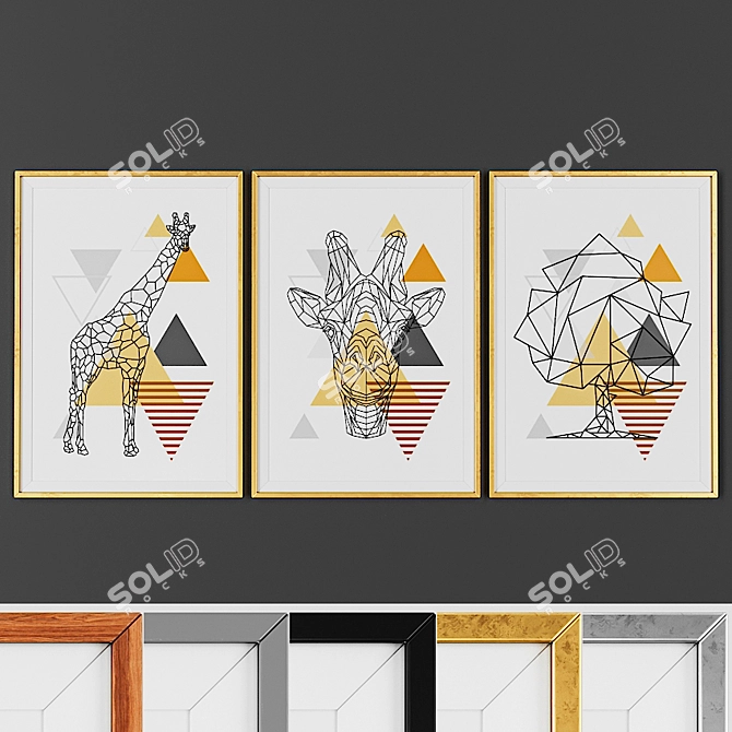 Scandi Abstract Frame Set 3D model image 1