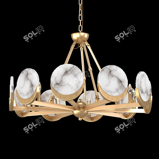 Elegant Poppy Brass Pendant Chandelier 3D model image 1