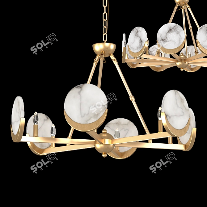 Elegant Poppy Brass Pendant Chandelier 3D model image 2