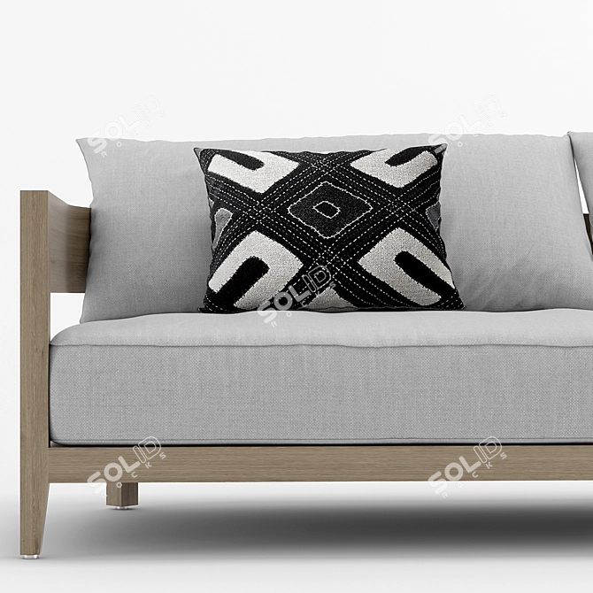 Elegant Teak Sofa: RH Balmain 3D model image 2