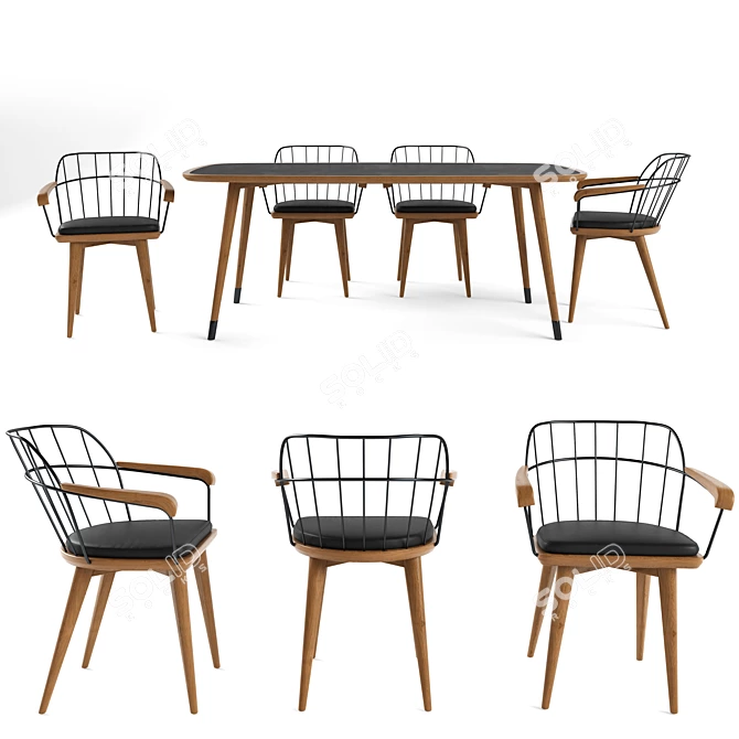  Cadı Design Casur Table & Chair Set 3D model image 1