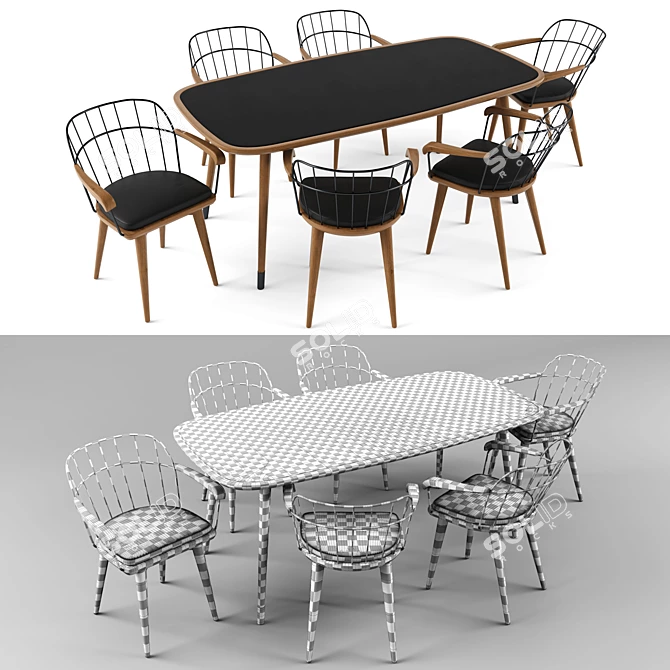  Cadı Design Casur Table & Chair Set 3D model image 2