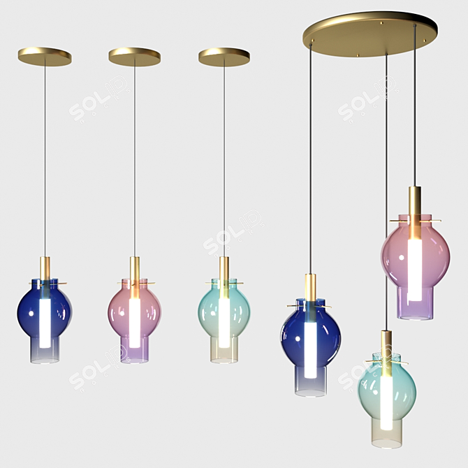 Stylish Stavern Aqua Ceiling Lamp - Ø16 × 29 cm 3D model image 1