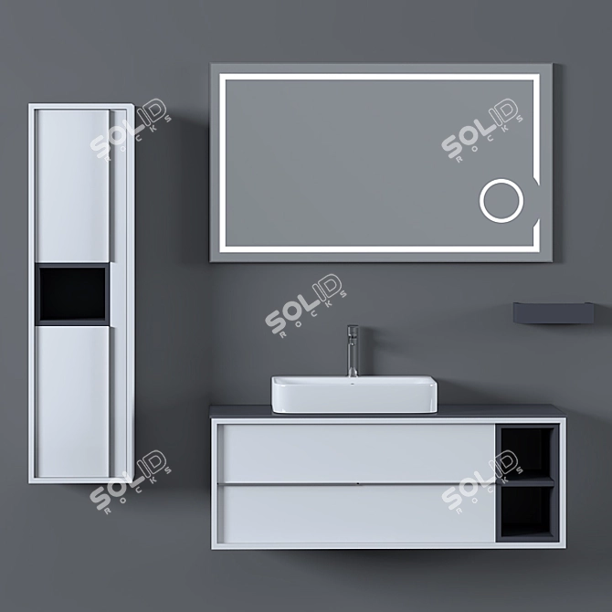 Modern Bathroom Furniture Set 3D model image 2