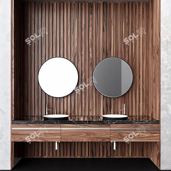 Elegant Timber Bathroom Vanity 3D model image 1