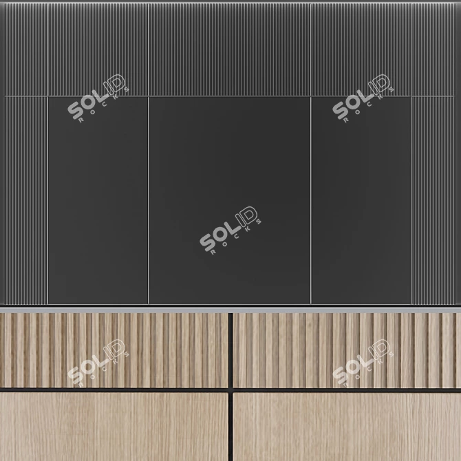 Modern Wood Wall Panel 4500x3000mm 3D model image 2