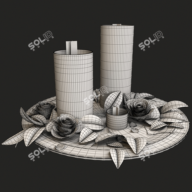 Rose-Infused Candle Decor Set 3D model image 3