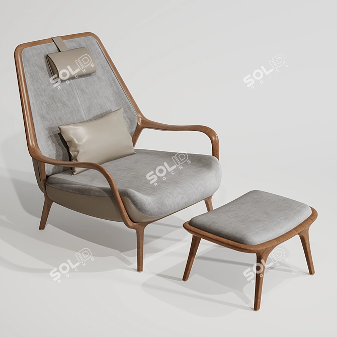 Elegant Upholstered Arm Chair 3D model image 1