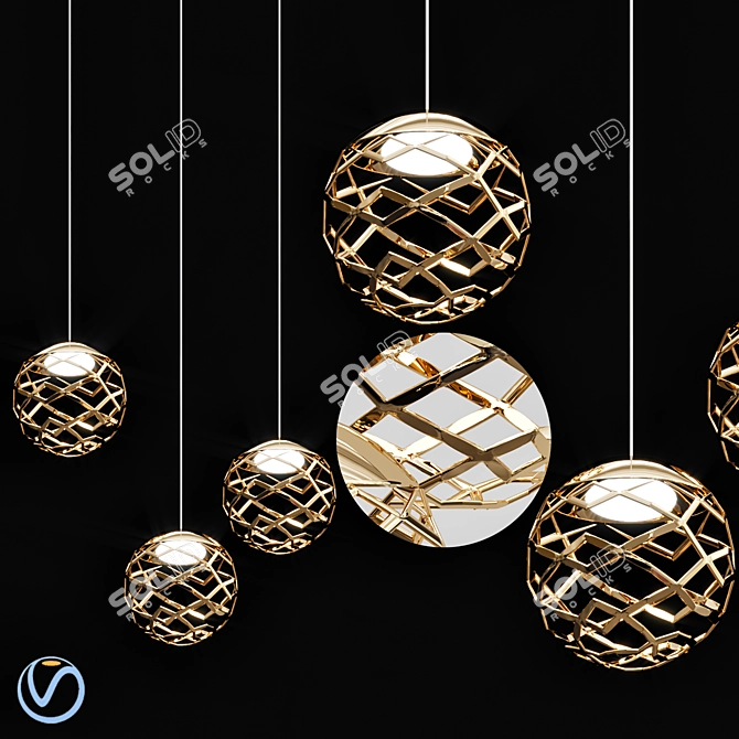 Elegant Cluster Pendant Light 3D model image 1