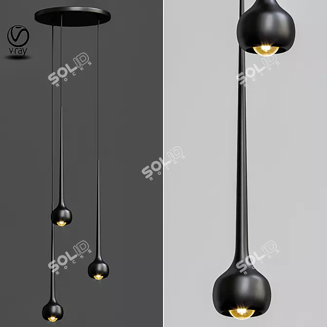 Elegant Water Trio Pendant Lamp 3D model image 1